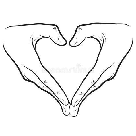 Hands Heart. A pair of hands forming the shape of a heart. Available in EPS vector format royalty free illustration Heart Hand Sign, Heart Shaped Hands, Belly Art, Sketch Background, Mommy Belly, Simple Sketch, Heart Hands Drawing, Small Tattoos For Guys, Heart Drawing