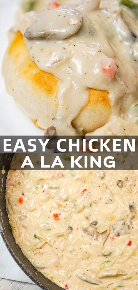 Homemade Chicken A La King, Chicken Ala King Casserole, Best Chicken Ala King Recipes, Chicken Al King Recipes Simple, Chicken Ala King Easy, Chicken Alla King Recipe, Crockpot Chicken Ala King, Chicken Ala King Recipes Easy Crockpot, Chicken Aka King