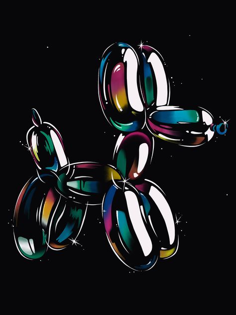 Gradient balloon dog Balloon Animal Painting, Balloon Animal Drawing, Ballon Painting, Balloon Animal Dog, Arte Madi, Doodles Kawaii, Abstract Painting Acrylic Modern, Animal Paintings Acrylic, Painting Inspo