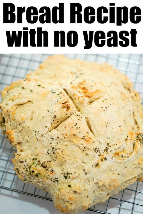 This easy bread recipe no yeast style turns out so good with just 4 ingredients! Add garlic salt, basil and oregano to give it an Italian flavor with pasta. #noyeast #bread Easiest Bread Recipe No Yeast, Bread Recipe No Yeast, Easy Bread Recipe, Recipes With Flour Tortillas, Slow Cooker Bread, Homemade White Bread, No Yeast Bread, Healty Dinner, Homemade Flour Tortillas