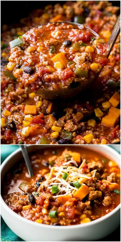 Black Beans Sweet Potato, Crockpot Ground Turkey, Turkey Chili Recipe Crockpot, Ground Turkey Crockpot Recipes, Slow Cooker Dinner Healthy, Sweet Beans, Slow Cooker Taco, Ground Turkey Chili, Turkey Chili Crockpot