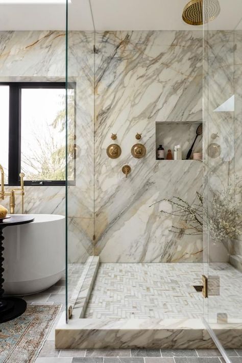 2024 Bathroom, Glamorous Bathroom, Spa Bathroom, Sweet Water, Marble Showers, Shower Floor Tile, Bad Inspiration, Wet Room, Bathroom Design Inspiration