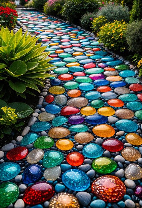 36 Eco-Friendly Garden Furniture Ideas for Your Oasis 35 Park Ideas Design, Resin Garden Path, Mosaic Tiles Outdoor Garden Paths, Stone Walkways Paths, Colorful Garden Ideas, Pallet Garden Path Wooden Walkways, Hippie Backyard, Glowing Stones Garden, Ideal Backyard