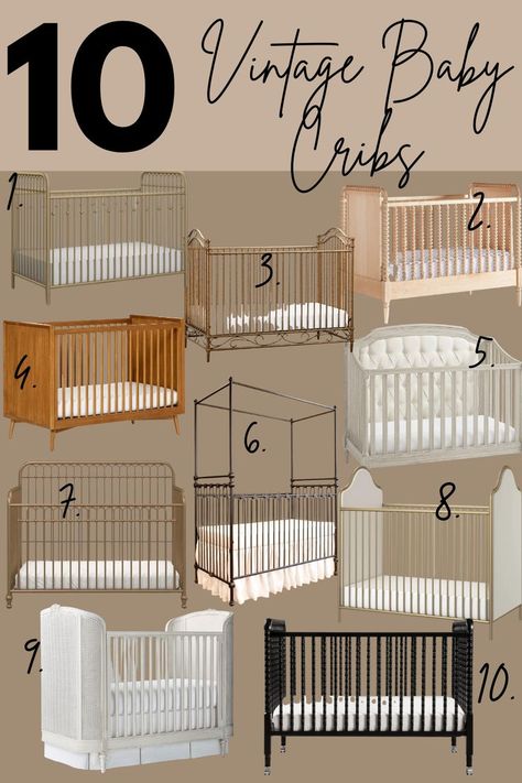 vintage baby cribs Antique Nursery Decor, Crib Inspiration, Vintage Nursery Room, Vintage Baby Cribs, Antique Crib, Baby Shower List, Antique Nursery, Metal Crib, Vintage Baby Nursery