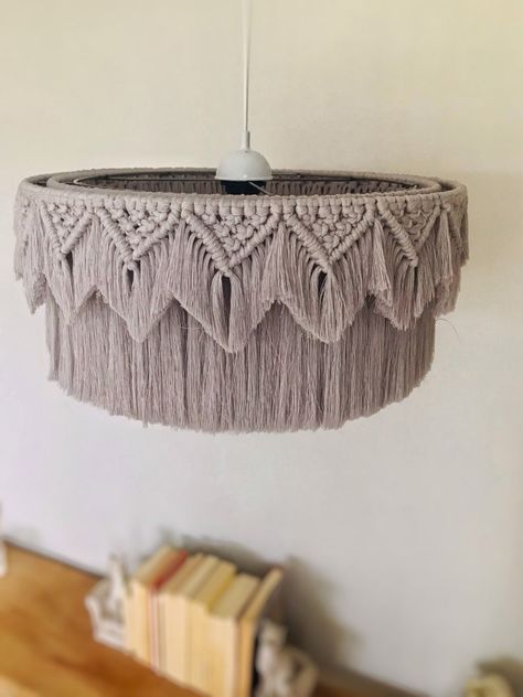 Fringe Light Fixture, Macrame Light Shade, Macrame Pendant Light, Lamp Shade Macrame, Tassel Lamp, Macrame Lampshade, Boho Light Fixture, Smores Station, Fringe Light