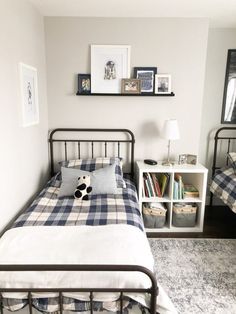 This farmhouse style metal bed works perfect for a kids bedroom. Switching Things Up in the Boys’ Bedroom – Valley + Birch #kidsroom #boysroom #kidsbedroom #boysbedroom #farmhousestyle #farmhousedecor #kidsbedroomfurniture Shared Boys Rooms, Boys Bedroom Decor, Toddler Bedrooms, Metal Bed, Big Boy Room, Modern Bedroom Design, Boys Bedrooms, Boys Bedroom, Boys Room Decor