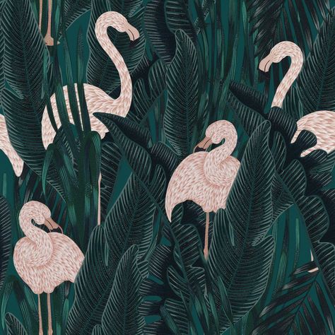 RIO DE JANEIRO - 20.5 X 144 Inches / Canvas (Peel and Stick) Unicorn Wedding, Wallpaper Wedding, Flamingo Wallpaper, Palm Leaf Wallpaper, Elegant Wallpaper, Boho Wallpaper, Temporary Wallpaper, Flamingo Pattern, Tropical Wallpaper