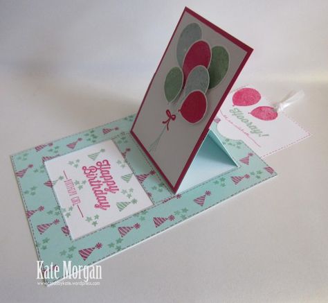 Pop up Slider Card Balloon Celebration Bouquet #stampinup Occasions 2016 Pop Up Slider Card Tutorial, Pop Up Slider Card, Slider Cards, Card Folds, Fun Folds, Interactive Cards, Fold Cards, 3d Cards, Up Book