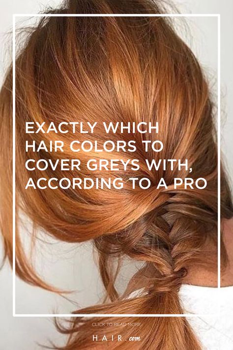 Professionals reveal to us exactly which hair colors can cover greys. Read up more on it on Hair.com! Best Hair Colours To Hide Grey, Best Colour For Greying Hair, Colors To Cover Grey Hair, Hair Colour Ideas To Cover Grey, Best Colour To Cover Grey Hair, Blending Gray Hair Redhead, Best Hair Colour To Cover Grey, Greying Red Hair, Blending Gray Hair With Copper