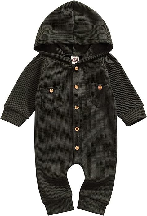 Amazon.com: Winter Newborn Baby Boy Girl Solid Romper Unisex Infants Hooded Outfit Clothes Waffle Cotton Button Jumpsuits (Army Green, 0-3 Months): Clothing, Shoes & Jewelry Baby Boy Winter Outfits, Baby Boy Outfits Swag, Winter Newborn, Winter Baby Clothes, Designer Baby Clothes, Newborn Boy Clothes, Baby Boy Clothes Newborn