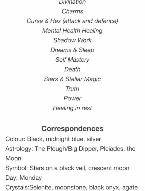 Nyx Goddess Cheat Sheet, Nyx Goddess Witchcraft, Nyx Goddess Of Night Mythology, Nyx Goddess Alter, Nyx Goddess Correspondences, Goddess Nyx Mythology, Nyx Goddess Offerings, Nyx Goddess Altar, Nyx Altar Ideas