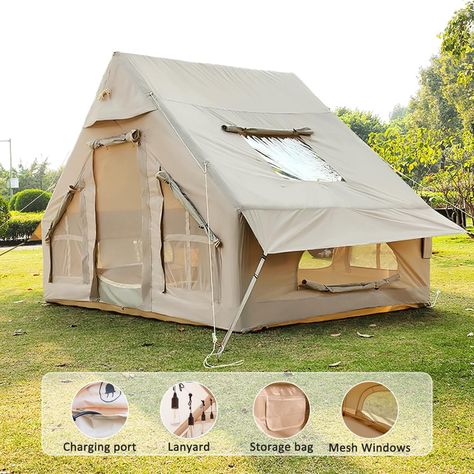 Amazon.com : EKEPE Inflatable Camping Tent with Pump, Large Family Tent, Easy Setup 4 Season Waterproof Outdoor Blow Up Glamping Tent with Mesh Windows and Chimney Opening, 4 Person Tents for Camping,Outdoor : Sports & Outdoors Tent With Stove, Tents For Camping, Inflatable Christmas Tree, Glamping Tent, Air Tent, 4 Person Tent, Tent Stove, Large Tent, Inflatable Hot Tubs