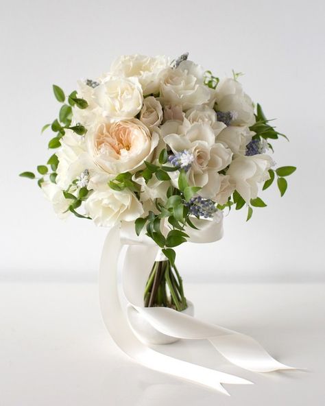 Featured by Martha Stewart Weddings – Meghan Markle's Bouquet — Denise Fasanello Flowers Blue Muscari, Ball Bouquet, Ivory Clutch, Classic Bouquet, Classic Wedding Bouquet, Modern Wedding Bouquets, Bridal Bouquet Blue, Meghan Markle Wedding, Martha Weddings