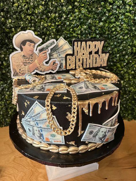 Cute Bday Party Themes, Alucin Birthday Party, Mans 21st Birthday Ideas, Chalino Sanchez Birthday Theme, Chalino Sanchez Cake, Mens Birthday Themes Ideas, 21 Bday Cake For Men, Takuache Cakes, Backwoods Birthday Cake