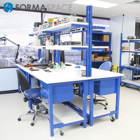 Examples of commercial electronics workbenches. Looking for cleaner / less industrial, but good example of the functionality. Computer Repair Workbench, Electronics Workspace, Electronics Lab Workbenches, Drawers Plastic, Industrial Workbench, Building A Workbench, Folding Workbench, Electronic Workbench, Mobile Workshop