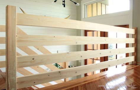 Horizontal-Railing-Straight-Section Wood Stair Railing, Stair Angle, Diy Stair Railing, Loft Railing, Stair Walls, Modern Stair Railing, Koti Diy, Stair Railings, Wood Railing