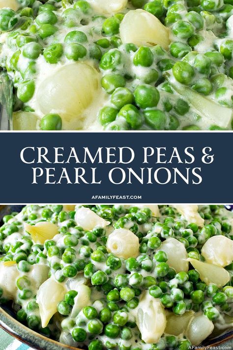 Peas And Pearl Onions Recipe, Peas With Pearl Onions, Peas And Pearl Onions, Creamed Peas And Potatoes, Pearl Onion Recipe, Cozy Food, Creamy Peas, Creamed Peas, Creamed Onions