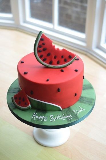 Watermelon Cake Ideas, Cakes Cartoon, Boys Birthday Cakes, Watermelon Cakes, Summer Party Cake, Watermelon Cake Birthday, Cake Watermelon, Cake Themes, Fruit Cake Design