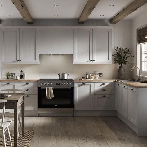 Howdens Allendale, Dove Grey Shaker Kitchen, Dove Grey Kitchen, Howdens Kitchen, Grey Shaker Kitchen, Kitchen Shaker, Howdens Kitchens, Shaker Kitchens, Kitchen Colour