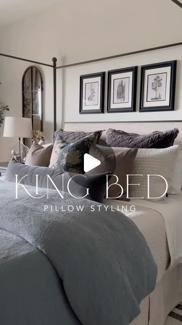 131K views · 6.1K likes | Krystal Smit on Instagram: "King bed pillow styling! Comment SHOP and I’ll send you the links with all sizing, color, and insert details!

I love how luxe all these pillows look and feel! The Euro velvet pillows are a newer addition and the fabric is stunning! Where do all these go at night you ask? On the floor. And then right back on in the morning 😉

HOW TO SHOP:

1. Comment SHOP and a link with be sent to your IG messages. Note you will have to be following me and/or check your message requests to receive.
2. Click on the blue link 🔗 in my profile to SHOP MY LTK
.
.
.
.
.
.
.
#bedroom #bedroomstyling #pillows #makingthebed #bedroomdecor #bedroominspo #interiorinspo #ltkhome" King Bed Pillow Arrangement Simple, Ltk Bedroom, Ig Messages, King Bed Pillow, Bed Pillow Styling, Bed Pillow Arrangement, Euro Pillows, Instagram King, Pillow Arrangement