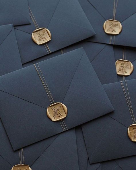 Gold Wedding Envelope, Navy And Gold Invitations, Gold And Navy Wedding, Navy And Gold Wedding, Navy Wedding Invitation, Navy Invitation, Wedding Navy, Luxury Packaging Design, Classic Color Palette