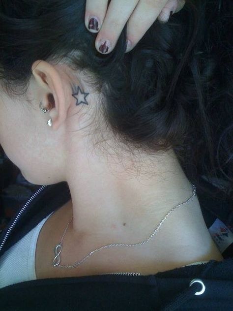 Star Tattoos Behind Ear, Tattoos Geometric, Star Tattoo, Tattoos Skull, Astral Projection, Discreet Tattoos, Dainty Tattoos, Dream Tattoos, Dope Tattoos