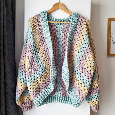 Granny Stripe Crochet Cardigan, Crochet Granny Cardigan Pattern Free, Patch Work Cardigan Crochet Pattern, Hexagon Crochet Pattern Cardigan, Granny Hexagon Cardigan Free Pattern, Chunky Cardigan Crochet Pattern, Chunky Crochet Cardigan Pattern Free, Hexagon Sweater Crochet Pattern, Hexagon Cardigan Crochet Pattern Free