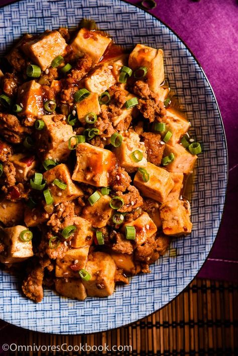 Authentic Mapo Tofu (麻婆豆腐) - An easy mapo tofu recipe that creates the authentic taste of China | omnivorescookbook.com Mapo Tofu Recipe Easy, Mapo Tofu Recipe, Ma Po Tofu, Mapo Tofu, Authentic Chinese Recipes, Asian Cucumber Salad, Tofu Dishes, Tofu Recipe, Asian Inspired Dishes