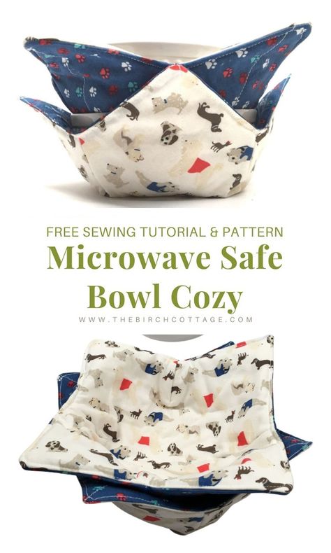 Bowl Covers Diy Free Pattern, Functional Sewing Projects, Quilted Bowl Cozy Pattern Free, Sewing Bowl, Bowl Cosy, Fabric Art Diy, Bowl Holders, Microwave Bowl Cozy, Bowl Cozies