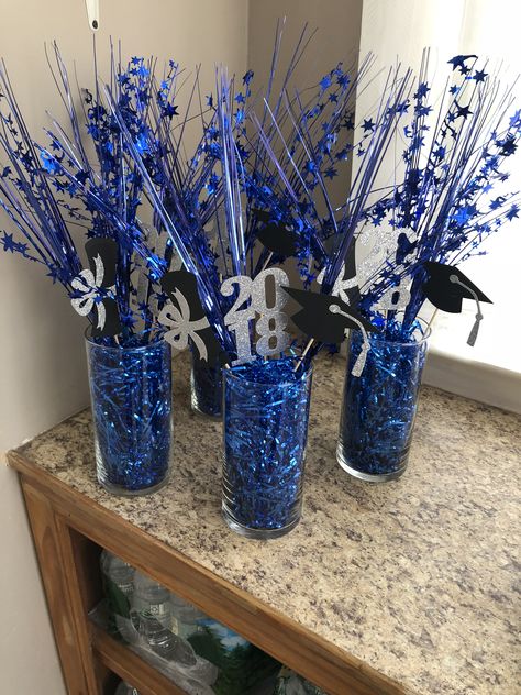 Graduation Centerpieces, Diy Graduation, Do It Yourself, Graduation Party, Do It, Silver, Blue