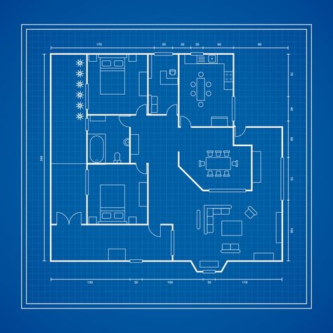 Blueprint of a house Free Vector | Free Vector #Freepik #vector #freedesign #freehouse #freebuilding #freemap Blueprint For House, Blue Print Design House Plans, Blueprint Of House, Blue Print Of House, Blue Print Architecture, Blue Print House, House Design Blueprint, Blue Prints House, Blueprint Architecture