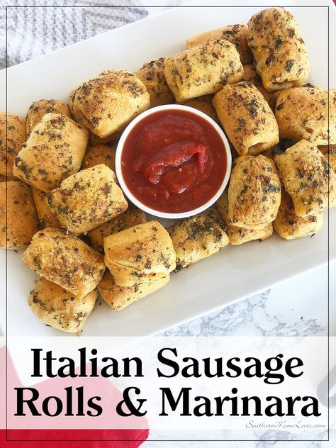 Italian Sausage Rolls Recipe, Italian Sausage Rolls, Sausage Crescent Rolls, Crescent Roll Appetizers, Sausage Appetizers, Recipe Appetizers, Sausage Rolls Recipe, Italian Sausage Recipes, Southern Mom