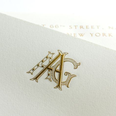 Monogram 3 Letters, L Typography, Bespoke Stationery, L Monogram, Custom Stationary, Monogrammed Stationery, Wedding Crest, Fine Stationery, Gold Monogram