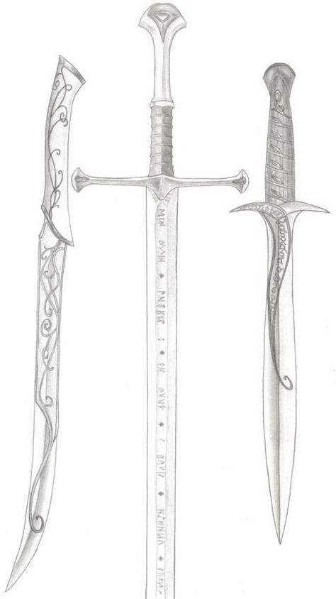 Narsil Lotr, Narsil Tattoo, Lotr Swords, Tolkien Tattoo, Lotr Tattoo, Lord Of The Rings Tattoo, Types Of Swords, Pretty Knives, Lotr Art