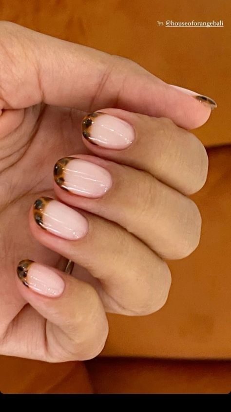 Short Nail Gold Designs, Round Biab Nails, Leopard Short Nails, Manicure Ideas Natural Nails, Leopard Nails Short, Leopard Nails Designs, Leopard Nail Ideas, Nail Art Leopard, Trend Nails