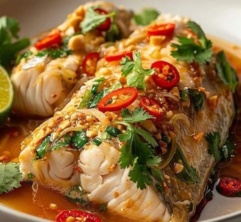 Gordon Ramsay 🍖 | Thai Lime-Garlic Steamed Fish | Facebook Steamed Fish Recipes, Baked Ribs, Cooking Lover, Steamed Fish, White Fish, Easy Cooking Recipes, Fish Fillet, Asian Cooking, Garlic Sauce