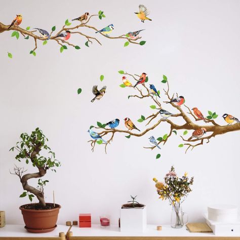 Large Wall Stickers, Bird Wall Decals, Tree Branch Wall, Closet Decor, Deco Stickers, Cartoon Wall, Wall Stickers Bedroom, Wall Stickers Home, Wall Stickers Kids