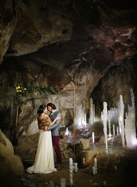 Cave Wedding Ideas, Cave Wedding Decor, Cave Wedding Reception, Wedding In A Cave, Cave Wedding Ceremony, Crystal Cave Wedding, Hades Wedding, Oathing Stone Ceremony, Moody Inspiration