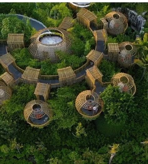 Resort Design Plan, Forest Resort, Resort Architecture, Bamboo Architecture, Eco Hotel, Tree House Designs, Bamboo House, Resort Design, Architecture Design Concept