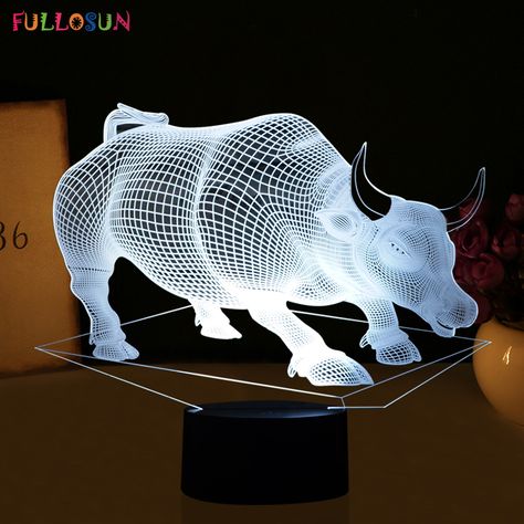 3D Illusion Lights LED Cattle Shape Table Lamp with 5V USB Power Colorful Nightslights as Home Art Decorations Hand Art Projects, Best Desk Lamp, Weird Furniture, Frame Lamp, 3d Led Lamp, Lamp 3d, 3d Illusion Lamp, Table Top Lamps, Glass Engraving