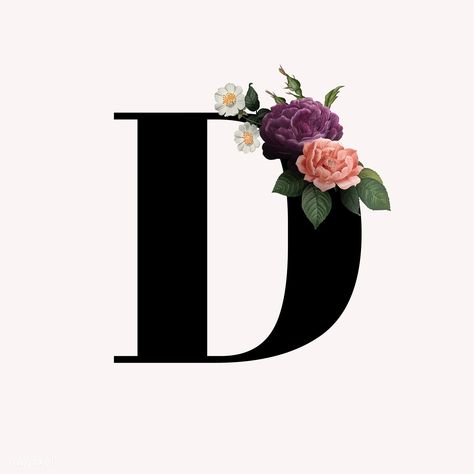 Classic and elegant floral alphabet font letter D vector | free image by rawpixel.com D Design Letter, Letter D Design, D Letter Design, D Letter, Floral Font, Alphabet Font, Floral Alphabet, Alphabet Wallpaper, Lettering Alphabet Fonts