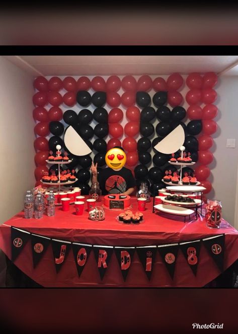 Deadpool Theme Birthday Party, Deadpool Decorations Birthday, Deadpool Party Decorations, Deadpool Party Ideas, Deadpool Birthday Party Ideas, Deadpool Theme, Spider Pool, Deadpool Party, Deadpool Birthday