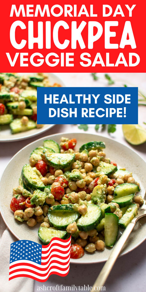 Cilantro chickpea salad served as a Memorial Day side dish. Memorial Day Vegetables, Cilantro Vinaigrette Dressing, Chickpea Salad With Feta, Cilantro Vinaigrette, Summer Pasta Salad Recipes, Cilantro Lime Vinaigrette, Memorial Day Foods, Bbq Cookout, Cilantro Lime Dressing