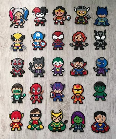 Avengers Perler Bead Patterns, Avengers Perler Beads, Marvel Perler Bead Patterns, Marvel Perler Beads, Pyssla Pattern, Disney Perler Bead Patterns, Avengers Perler, Pyssla Ideas, Hamma Beads Ideas