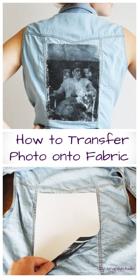 How to Transfer Photo onto Fabric DIY Tutorial Transferring Pictures To Fabric, Diy Shirt Transfer, How To Make Printed Shirts, How To Print On Denim, Diy Printing On Shirts, Print On Shirts Diy, How To Print Something On A Shirt, Transfer Images To Fabric, How To Do T Shirt Printing