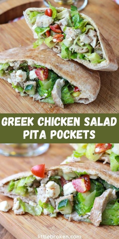 Chicken Salad Pita, Chicken Pita Pockets, Chicken Pita Recipes, Greek Chicken Pita, Pita Pocket Recipes, Fresh Lunch, Modern Cooking, Greek Pita, Pita Wrap