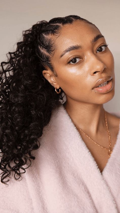 23 Braided Hairstyles for Curly Hair That Are Fresh and Elegant Braided Hairstyles For Curly Hair, Elegant Braided Hairstyles, Cornrow Ponytail, Braid Trends, Hair Concerns, Curly Ponytail, Small Braids, Micro Braids, Feed In Braid