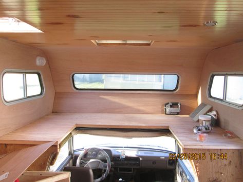 Winnebago Remodel, Cabover Camper, Boat Homes, Toyota Motorhome, Toyota Camper, Motorhome Remodel, Vintage Camper Interior, Homemade Camper, Toyota Dolphin