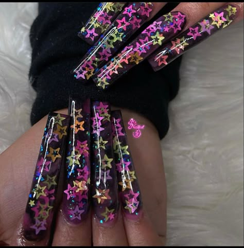 Punk Nails, Grunge Nails, Dope Nail Designs, Really Cute Nails, Unique Acrylic Nails, Bling Acrylic Nails, Kawaii Nails, Man Hat, Star Nails