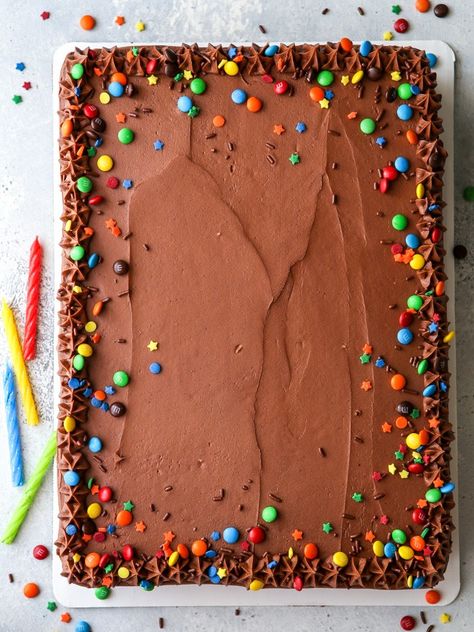 Sheet Cakes Decorated, Cherry Chip Cake, Chocolate Sheet Cake Recipe, Sour Cream Chocolate Cake, Slab Cake, Completely Delicious, Sheet Cake Recipe, Sheet Cake Designs, Baked Sweets